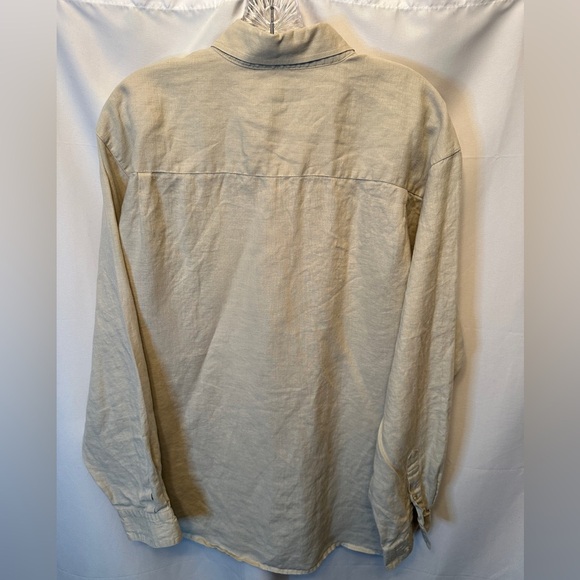 Alan Flusser Men's Size Large 100% Linen Long Sleeve Shirt Natural Beige Color - Picture 3 of 7